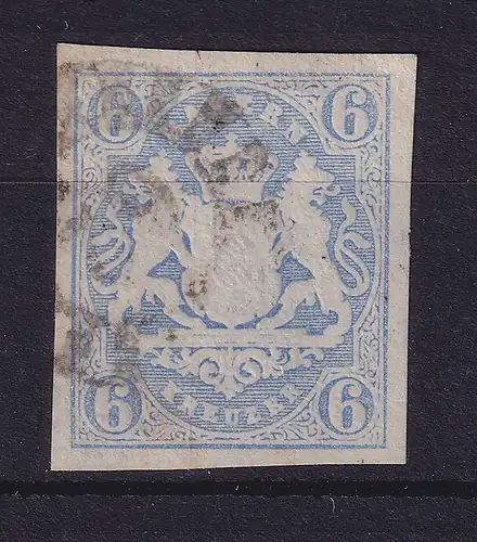 Bayern Wappen 6 Kreuzer blau Mi.-Nr. 16 gestempelt