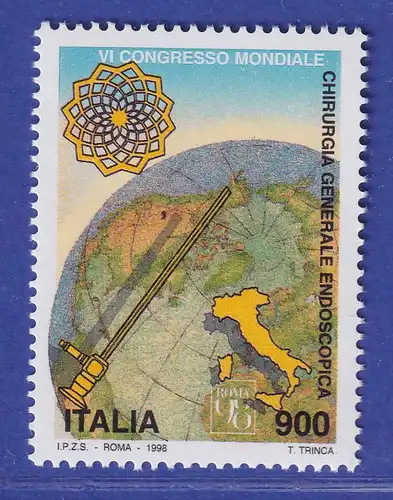 Italien 1998 Weltkongress allgemeine endoskopische Chirurgie, Rom Mi.-Nr.2572 **