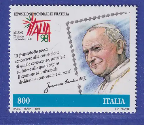 Italien 1998 Papst Johannes Paul II.  Mi.-Nr. 2592 **