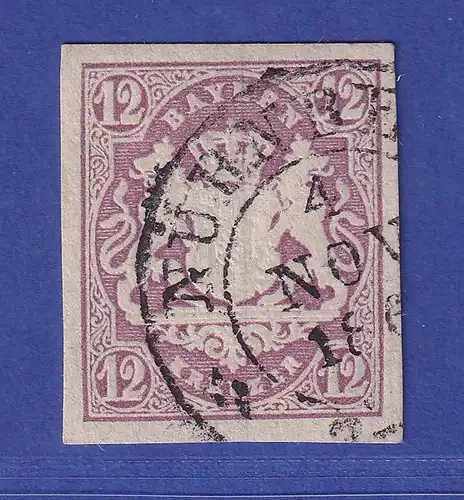Bayern Wappen 12 Kreuzer Mi.-Nr. 18 mit Zweikreis-O NÜRNBERG