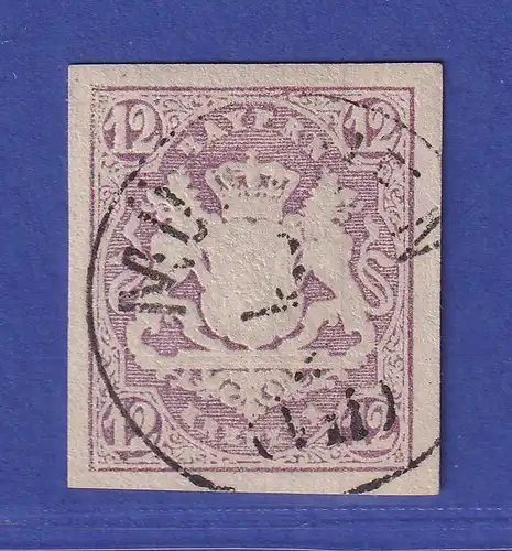 Bayern Wappen 12 Kreuzer Mi.-Nr. 18 mit Einkreis-O MÜNCHEN