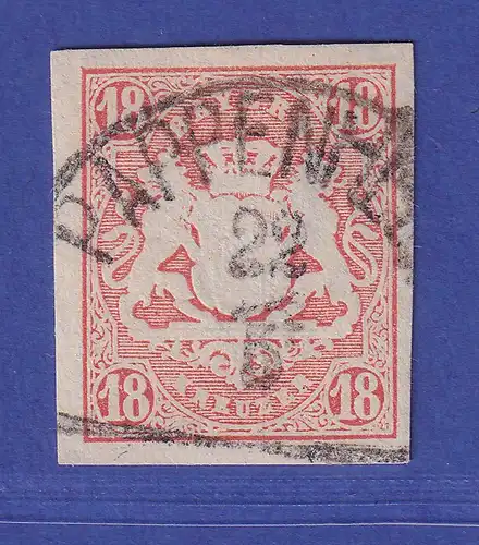 Bayern Wappen 18 Kreuzer Mi.-Nr. 19 mit Halbkreis-O PAPPENHEIM