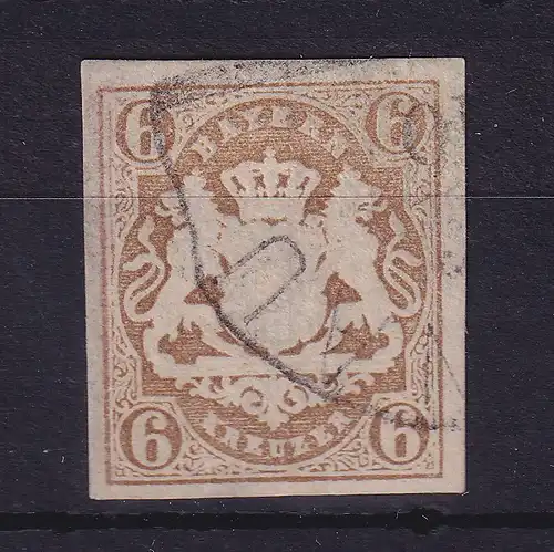 Bayern Wappen 6 Kreuzer Mi.-Nr. 20 mit Halbkreis-Stempel