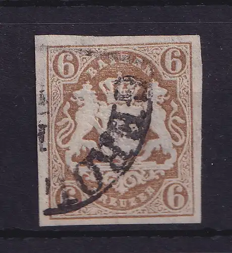 Bayern Wappen 6 Kreuzer Mi.-Nr. 20 mit Halbkreis-Stempel GEROL(zhofen)