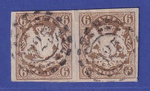 Bayern Wappen 6 Kreuzer Mi.-Nr. 20 Paar mit OMR 325 München