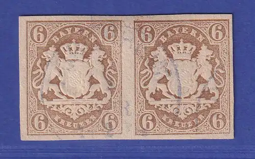 Bayern Wappen 6 Kreuzer Mi.-Nr. 20 Paar gestempelt