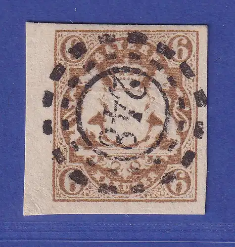 Bayern Wappen 6 Kreuzer Mi.-Nr. 20 Randstück mit OMR 248 Kissingen