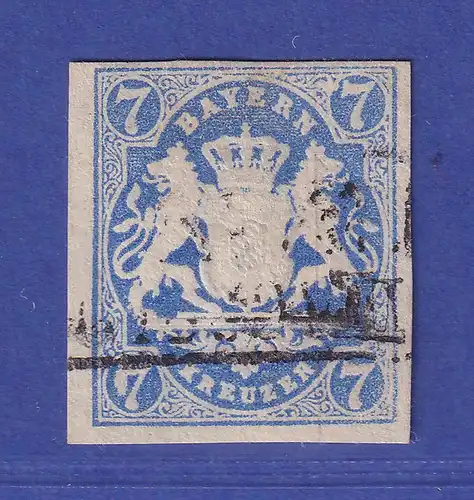 Bayern Wappen 7 Kreuzer Mi.-Nr. 21 a mit Plattenfehlern I und III gestempelt