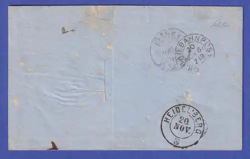 Bayern Wappen 6 Kr Mi.-Nr. 16 waag. Paar  OMR 249 Kitzingen auf Brief mit Patina
