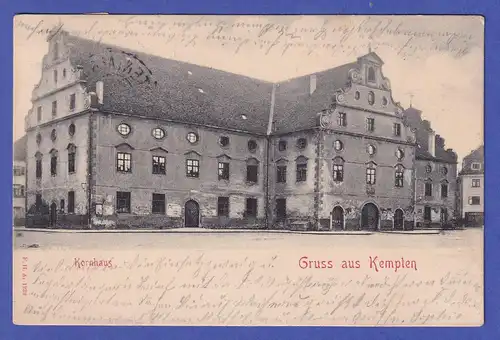 Bayern 1909 Ansichtskarte Kempten Kornhaus gelaufen nach Oy (-Mittelberg)