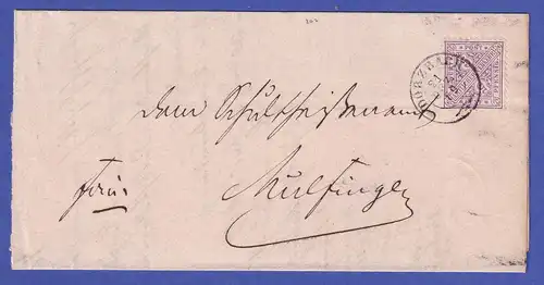 Württemberg Dienstmarke 5 Pf Mi.-Nr. 202 auf Brief von Dörzbach nach Mulfingen