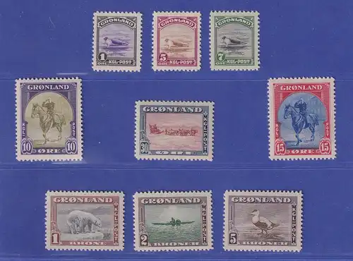 Grönland 1945 Landesmotive und Tiere Mi.-Nr. 8-16 postfrisch **