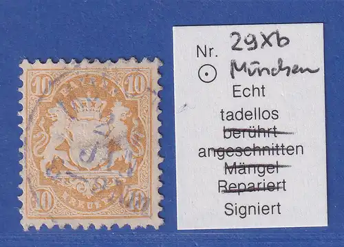 Bayern Wappen 10 Kreuzer Mi.-Nr. 29Xb gest. MÜNCHEN doppelt gpr. SEM BPP
