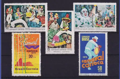 Brasilien 1969-70 Karneval in Rio Mi.-Nr. 1243-1245 und 1247-1248 postfrisch **