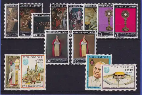 Kolumbien 1968 Euchar. Weltkongress - Papstbesuch Mi-Nr. 1125-1134, 1135-1138 **