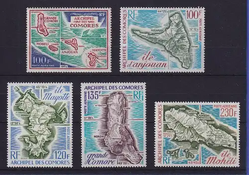 Komoren 1971/1975 Landkarten der Inseln Mi.-Nr. 123, 147, 155, 179, 190 **