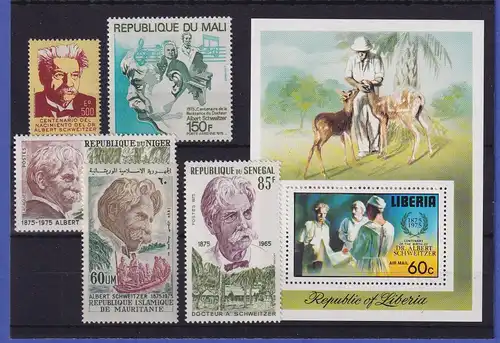 1975 Geburtstag von Albert Schweitzer Lot 6 Werte postfrisch **