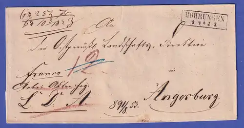 Ostpreußen Vorphila-Brief mit Rechteckstempel MOHRUNGEN ca. 1850