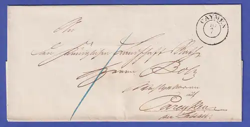 Ostpreußen Vorphila-Brief mit Zweikreisstempel CAYMEN nach 1842