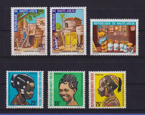 Obervolta Burkina Faso 1972 Häuser / Haartrachten Mi.-Nr. 371-373, 374-376 **
