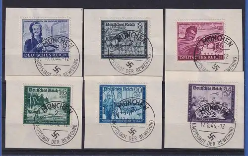 Dt. Reich 1944 Mi-Nr. 888-893 Kameradschaftsblock auf Briefstücken mit O MÜNCHEN