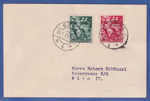 Dt. Reich 1938 Machtergreifung Mi.-Nr. 660-61 auf gel. FDC Tages-O GERA 28.1.38