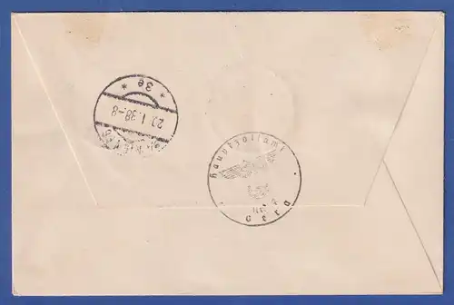 Dt. Reich 1938 Machtergreifung Mi.-Nr. 660-61 auf gel. FDC Tages-O GERA 28.1.38