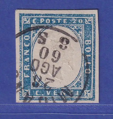 Alt-Italien Sardinien 20 Centesimi milchblau Mi.-Nr. 12 b  gestempelt 1860