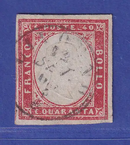Alt-Italien Sardinien 40 Centesimi 1863 Mi.-Nr. 13 b gestempelt