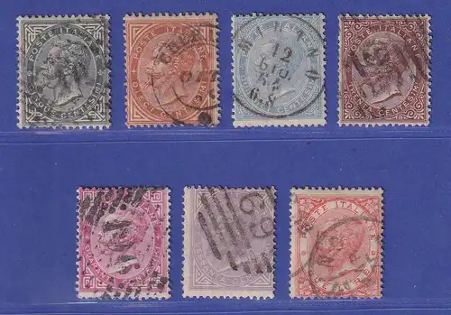 Italien 1863 König Viktor Emanuel II.  Mi.-Nr. 16-22  Satz kpl. gestempelt