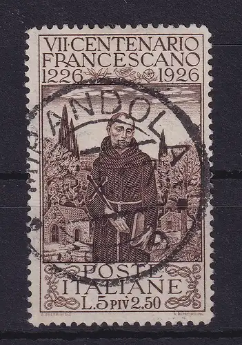 Italien 1926 Franz von Assisi Einzelwert 5 L + 2.50 L Mi.-Nr. 239 gestempelt