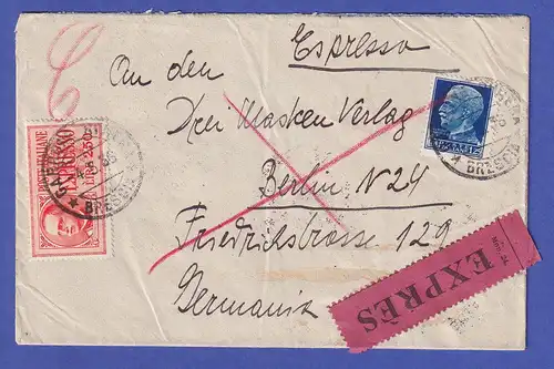 Italien Mi.-Nr. 309 X, 436 auf Expressbrief von Gardone Riviera nach Berlin 1936