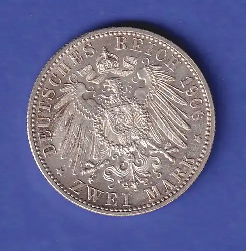 Baden Silbermünze 2 Mark Großherzogspaar 1906 G ss-vz