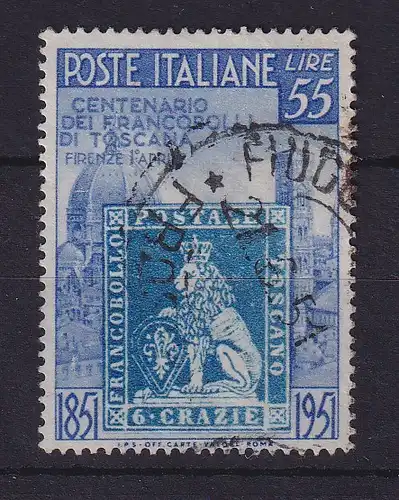 Italien 1951 - 100 Jahre Toscanische Briefmarken Einzelwert 55 Lire Mi.-Nr.827 O