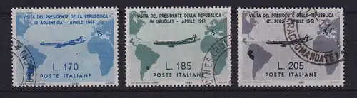Italien 1961 Südamerikabesuch von G. Gronchi Mi.-Nr. 1100-1102 gestempelt