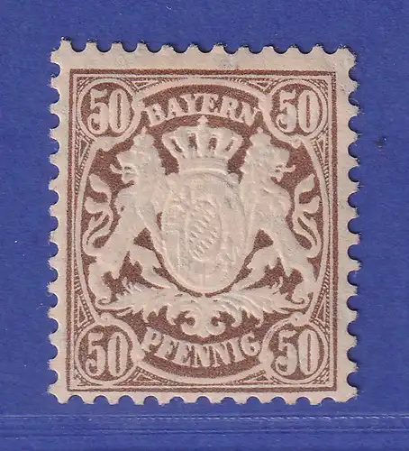Bayern Wappen 50 Pfennig dunkelorangebraun Mi.-Nr. 52 ungebraucht *