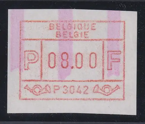 Belgien FRAMA-ATM P3042 Huy mit ENDSTREIFEN-Anfang ** Wert 08,00  Bfr.