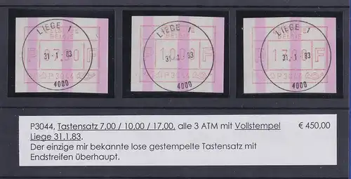 Belgien FRAMA-ATM P3044 Liège mit ENDSTREIFEN Tastensatz 7-10-17 mit ET-Voll-O !
