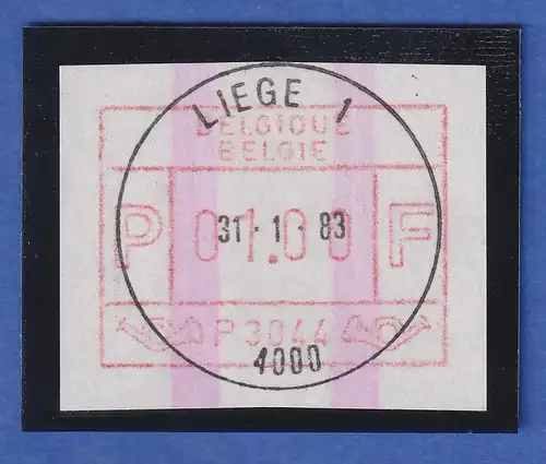 Belgien FRAMA-ATM P3044 Liège mit ENDSTREIFEN Wert 1,00BFr. mit ET-Voll-O !