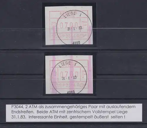 Belgien FRAMA-ATM P3044 Liège Endstreifen-Ende über 2 ATM, je mit ET-Voll-O !