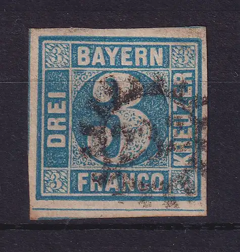 Bayern 3 Kreuzer blau  Mi.-Nr. 2 II  mit GMR 232