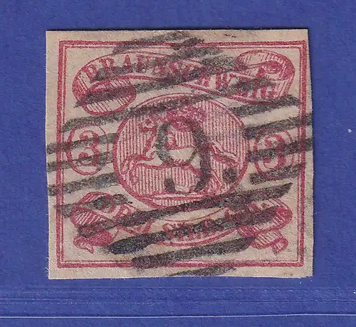 Braunschweig 1861 Wappen 3 Sgr. rosa Mi.-Nr. 12 a  Nummern-O 9 Braunschweig