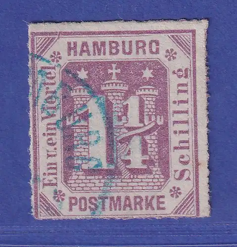 Hamburg 1866 Wertziffer 1 1/4 Schillinge Mi.-Nr. 20 a  O  gepr. PFENNINGER