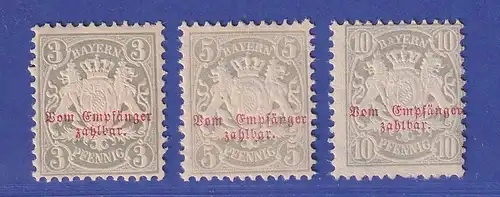 Bayern 1870 Portomarken  Mi.-Nr. 4-6  postfrisch ** 