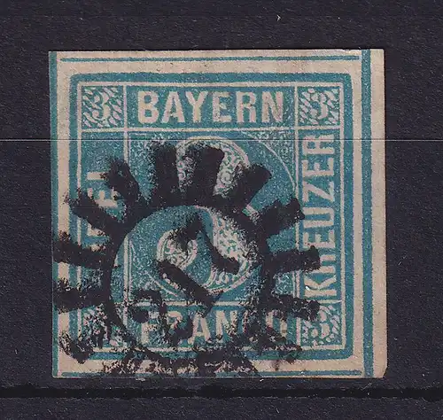Bayern 3 Kreuzer blau  Mi.-Nr. 2 II mit GMR 217