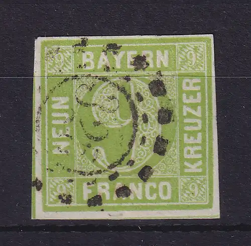 Bayern 9 Kreuzer grün  Mi.-Nr. 5 d III mit OMR 325 München
