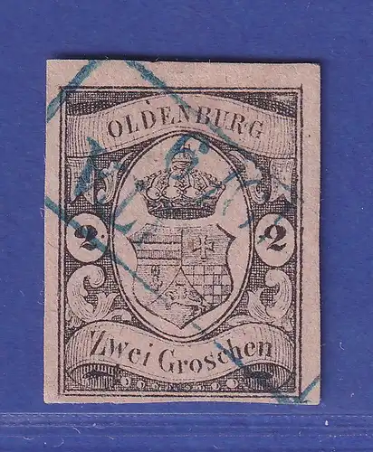 Oldenburg 1859 Wappen 2 Groschen Mi.-Nr. 7 gestempelt gepr. PFENNINGER