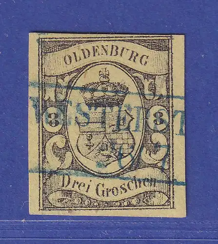 Oldenburg 1859 Wappen 3 Groschen Mi.-Nr. 8 gestempelt gepr. BRETTL