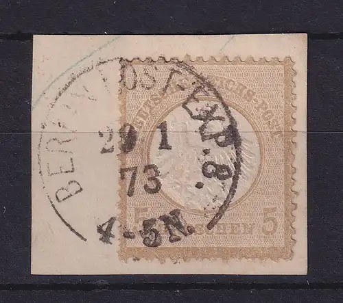 Deutsches Reich kl. Brustschild 5 Groschen Mi.-Nr. 6 A  O BERLIN auf Briefstück