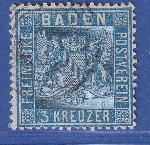 Baden 6 Kreuzer preußischblau Mi.-Nr. 10a gestempelt mit Ring-Nr.-O 